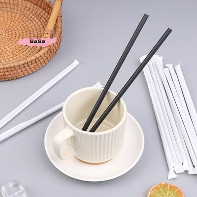 100Pcs Black Flexible Plastic Drinking Straws Single Piece Paper Packaging Rietjes for Party Kitchen Beverage Use