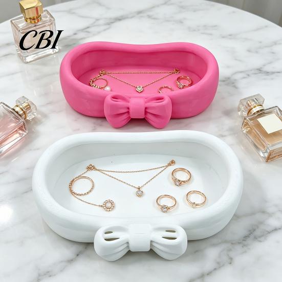 Stable Display Tray 3D Printed Bow-Shaped Tray, Elegant Jewelry Organizer & Key Holder for Desk Entryway, Desktop Decoration Decorative Trinket