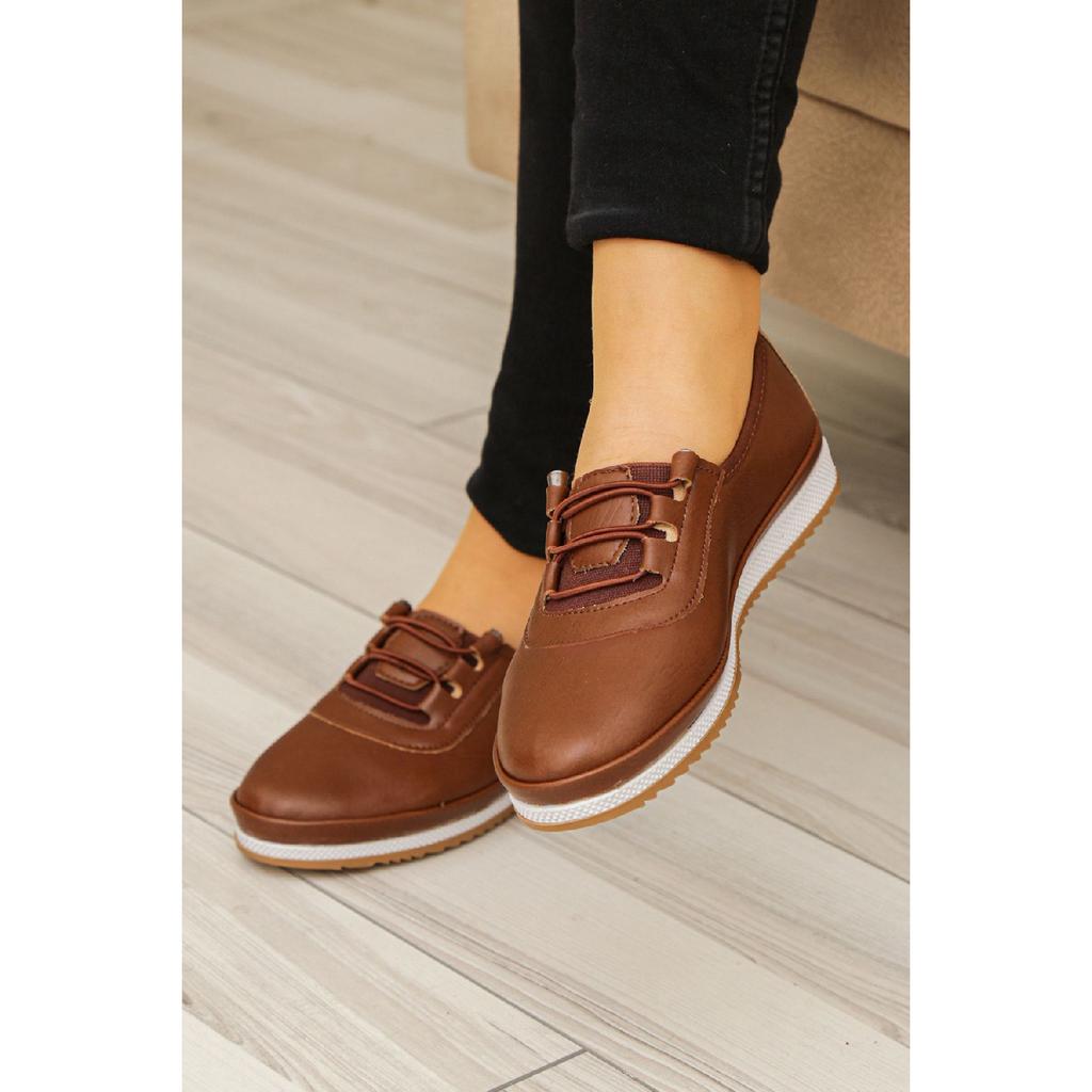 Orthopädische Ballerina-Schuhe aus weicher Haut für Damen mit perforiertem Kordelzug