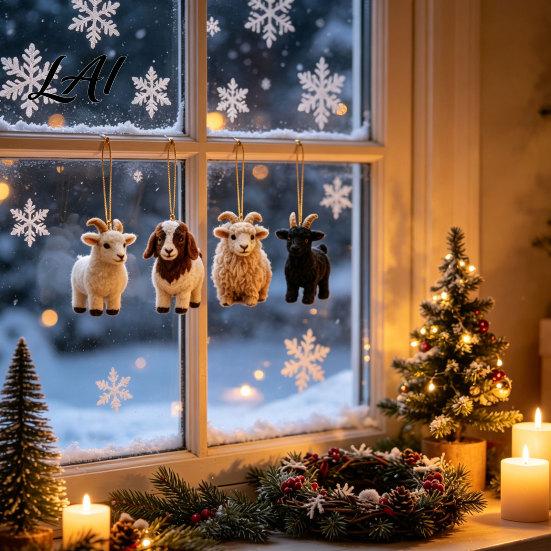 Tiered Tray 2026, 24 Advent Calendar Decor Goat Day Christmas Countdown with Unique Mini