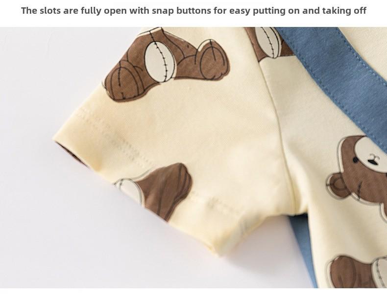 Letní overal s krátkým rukávem pro novorozeného chlapečka - Roztomilý outfit na lezení na oslavu prvního měsíce