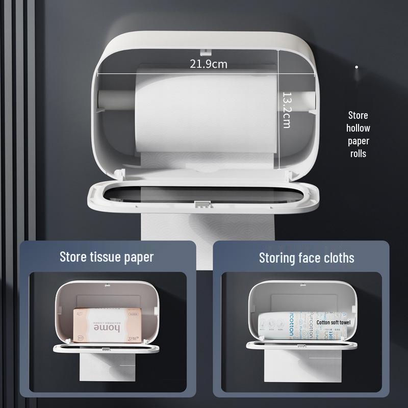 Nástěnný vodotěsný dávkovač toaletního papíru a úložný regál