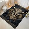 Nordic Viking Horned Helmet Pattern Carpet, Black and Gold Decor Suitable for use as an anti-slip for living room bedroom sofas