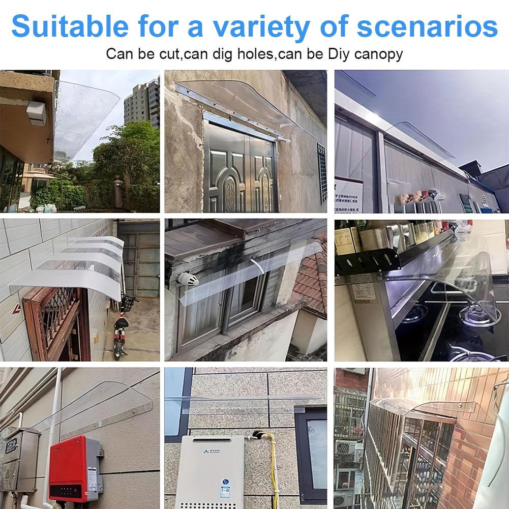 Window Door Wall Clear Canopy UV Rain Protection Transparent Invisible Rain Shelter Cover No Bracket Awning for Garden Patio