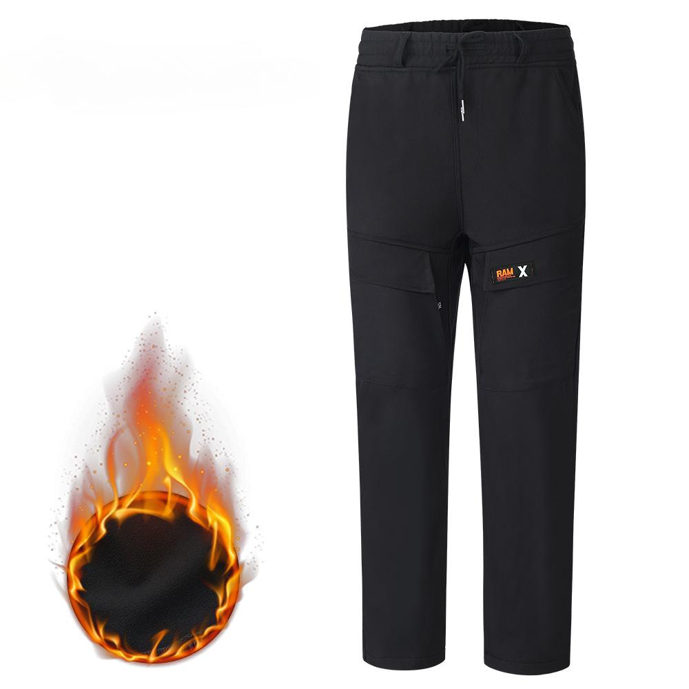 

Брюки Winter Plus Velvet для мужчин и женщин, плотные эластичные комбинезоны, свободные прямые, устойчивые к холоду и воде, повседневные брюки для страхования труда S чёрный