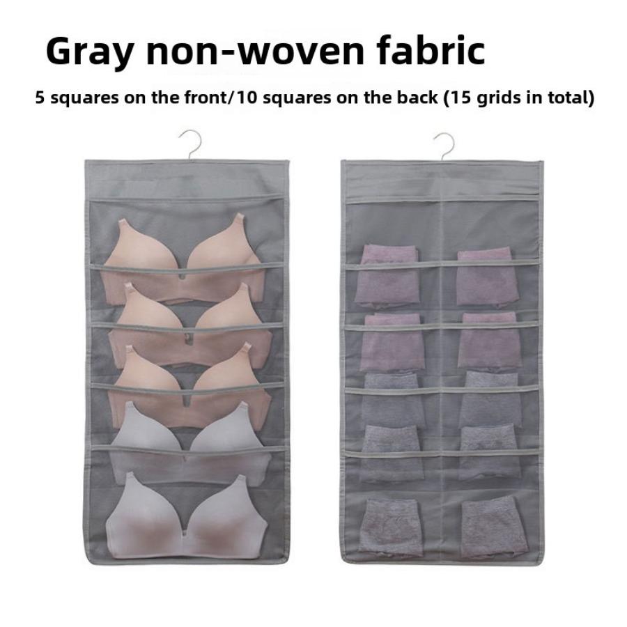 

Подвесная сумка для хранения нижнего белья, настенная сумка для хранения носков, двухсторонний подвесной органайзер для нижнего белья Obverse 5 + Reverse 10 серый