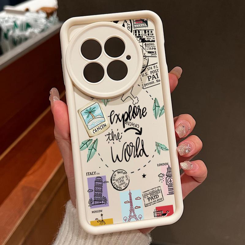 Case For OnePlus 13 12 Cute Cartoon Landmark Label Patterned Shockproof Silicone Soft Cover Fundas For OnePlus 13T 13R 12R 11R