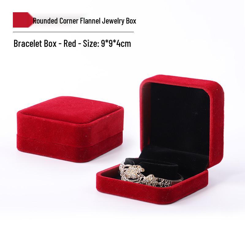 Rounded Corner Plush Jewelry Storage Box for Bracelets, Rings, and Necklaces