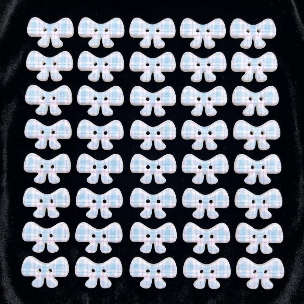 40 Stuks Kleurrijke Creatieve Strikknoppen Hars Modieuze Strikknoopjes Zoete Leuke Ruitjes Streepjes Knoppen Kleding Accessoires