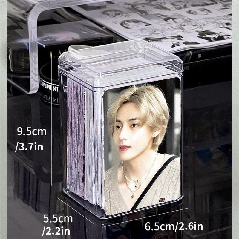 Transparent Plastic Card Storage Box 3 inch Kpop Idol Photocards Storage Case Desktop Organizer Classification Box Stationery