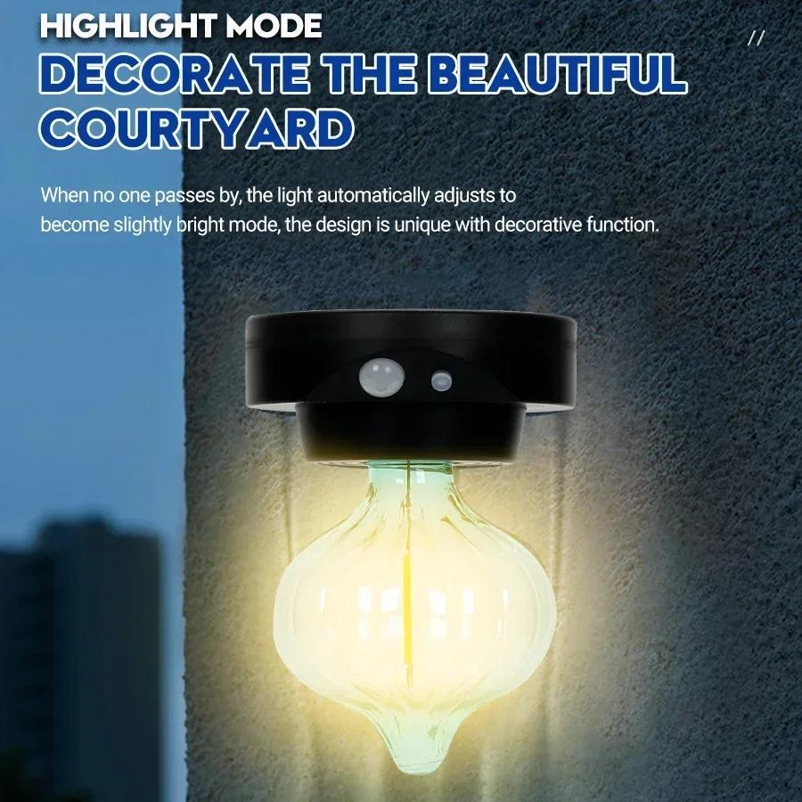 New Solar Tungsten Lamp Three Lighting Modes With Induction Outdoor Villa Garden Courtyard Waterproof Decoration Wall Lamp