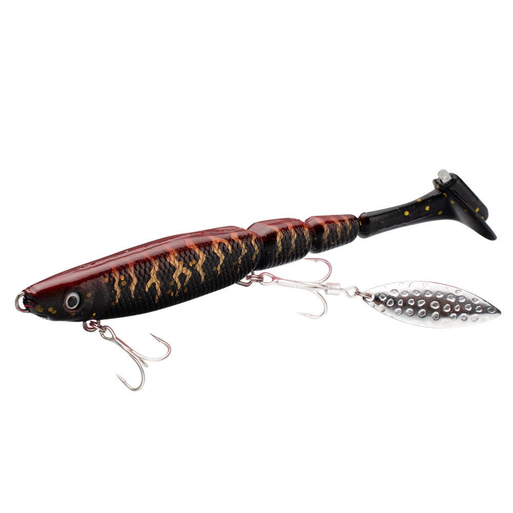 FUN Brand PVC Soft Bait T-Tail with Hooks Remote Cast Lead-Free Freshwater Sea Boat Fishing Perch 34.6g Full Swimming Layer