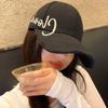 Letter hardtop baseball cap women's new black versatile big head circumference sunshade showing face small baseball cap tide