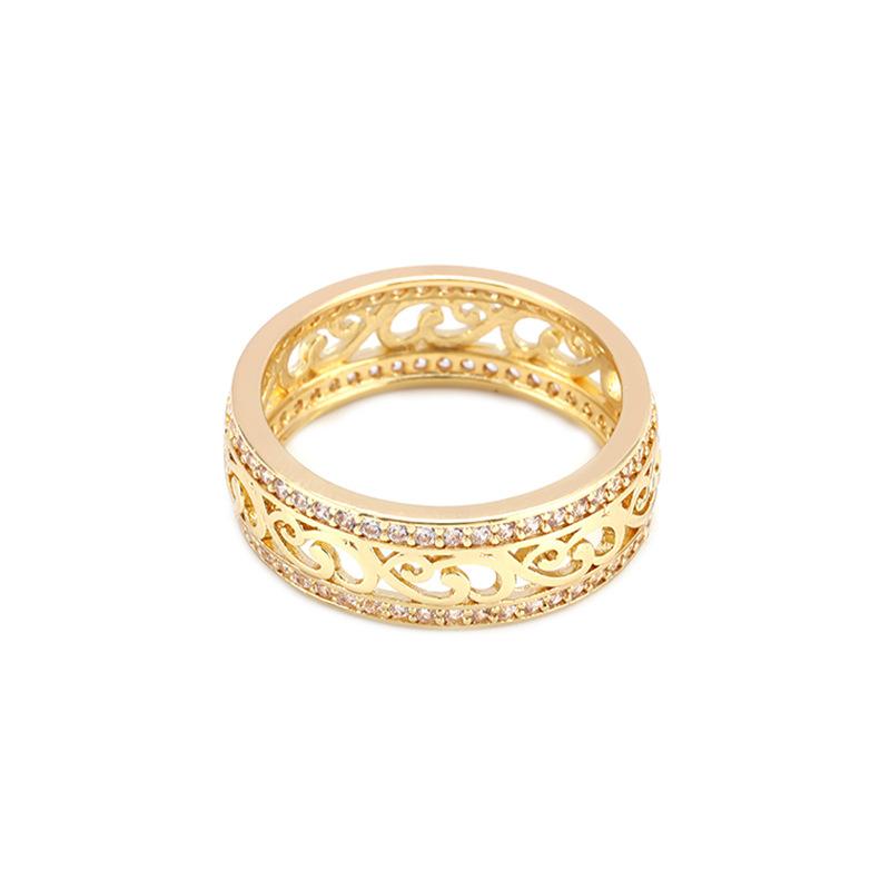Luxury Hollow Zircon Ring For Women Gold Plated Retention Fashion Finger Jewelry Trendy Accessory