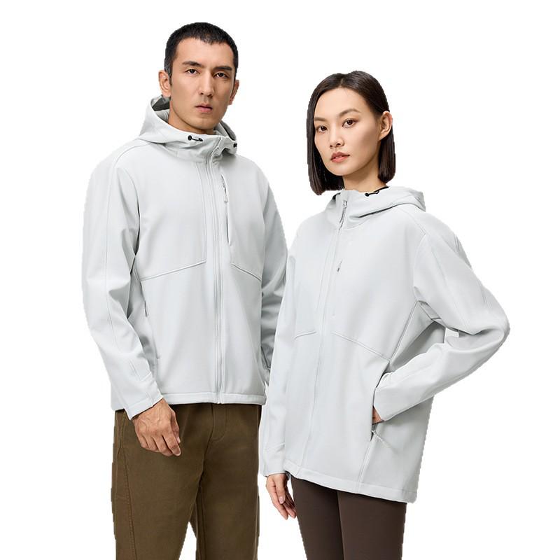 YKK Zipper Hooded Softshell Jacket - High Stretch, Waterproof, Anti-static, All-season Outerwear for Couples, Style D30