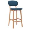 Bar Stool Set of 2 Blue Fabric