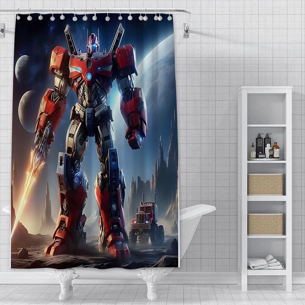 Shower Curtain Waterproof Polyester Fabric Paint Colorful Bath Curtains Transformers Autobot Home Bathroom Decor With Hook