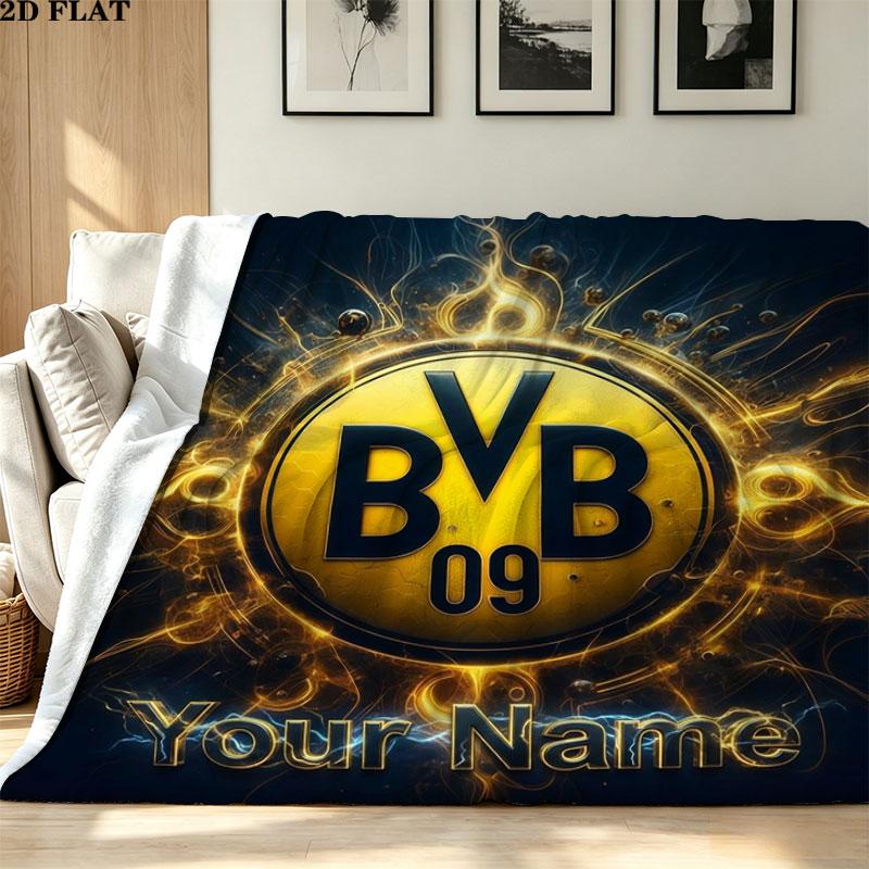 1PC Borussia Custom Name Patterned Flannel Blanket Suitable For All Seasons for Home Decor Warmth and Comfort Gifts Holiday Present
