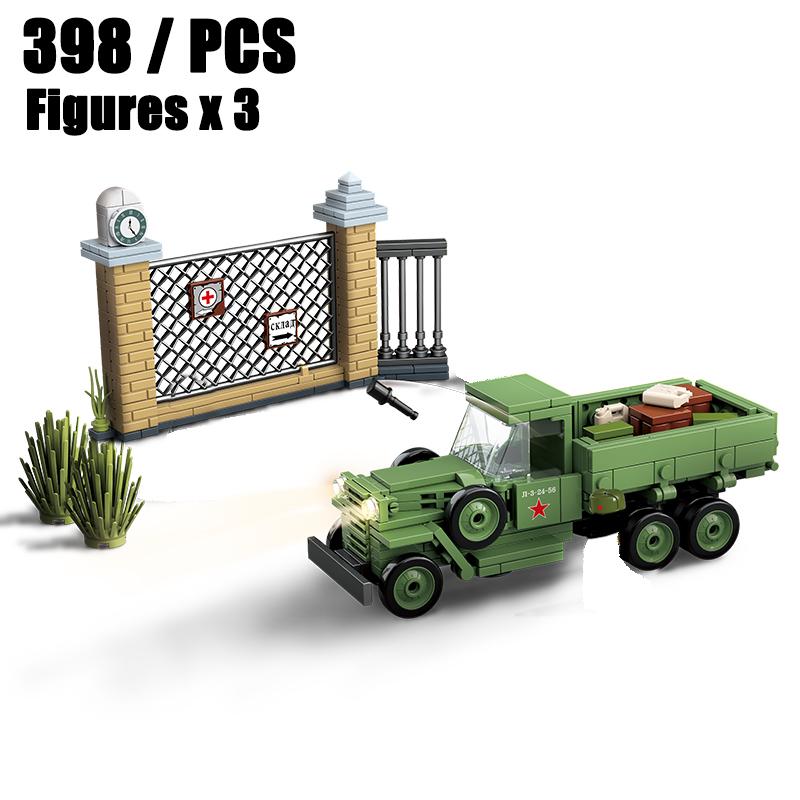 

Hot military WWII Soviet Army GAZ-AAA truck war weapons vehicles transport equipment Building Block Set model ww2 bricks toys Gift Present