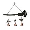 Garden Wind Chime Gift Halloween Broomstick Witch Bells, Vintage Gothic Metal Hanging Window Sill Decoration for Door Wall Porch Indoor Outdoor Decor