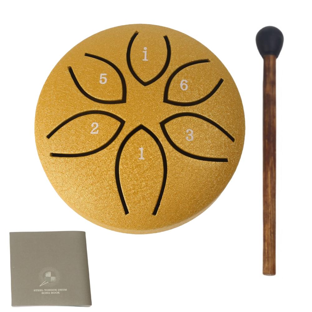 3 Inch 6 Notes Steel Tongue Drum with Drum Mallet Hand Pan Drum Sound Healing Instruments for Yoga Meditation Unique Gift