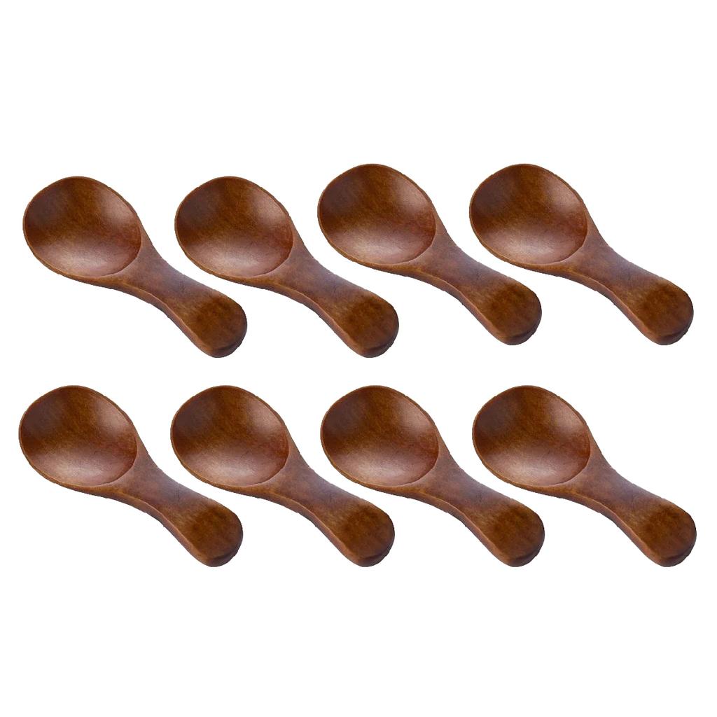 4/8Pcs Mini Wooden Spoon Kitchen Spice Scoop Sugar Tea Coffee Salt Scoop Short Handle Mini Spoon Kitchen Gadgets
