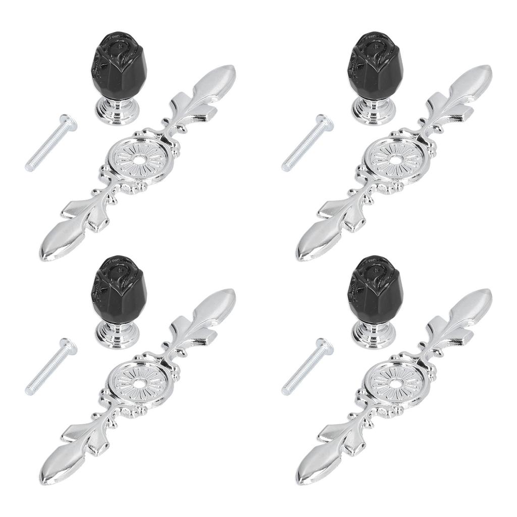 4 Pcs Crystal Handle with Plate European Style Modern Simple Pulls Handles for Drawer Dreser Cabinets