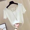 Women's Backless Slim Fit Ice Silk Ribbed T-Shirt – Short Sleeve, Slightly See-through Summer Base Layer (2025 Trend).