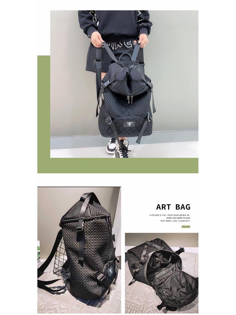 Stylish Nylon Mesh Double Zipper Backpack - Large Capacity for Outdoor Mountaineering