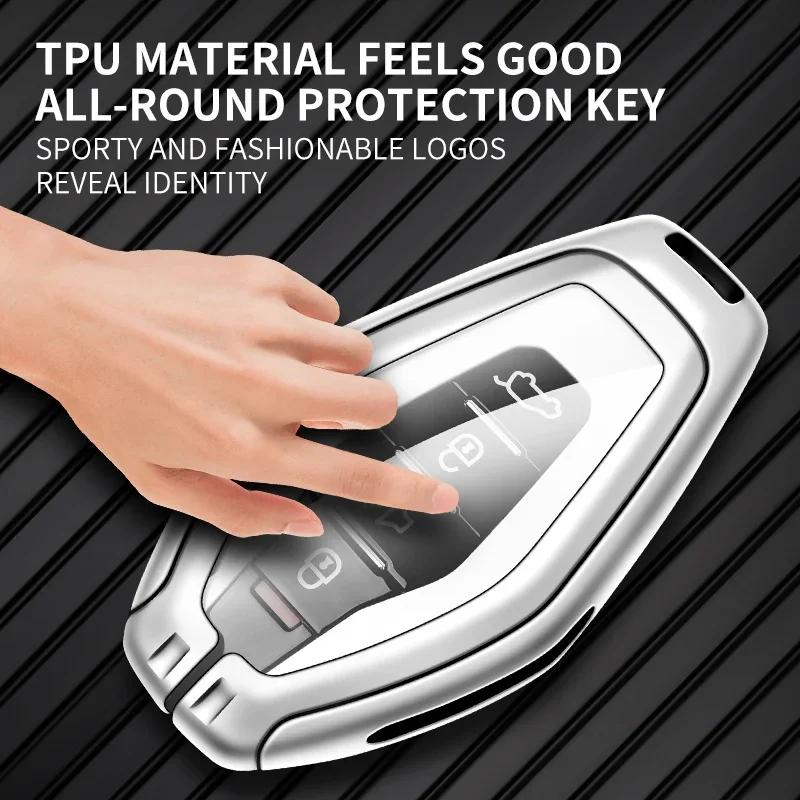 Zinc Alloy Leathher Car Key Cover Case Shell Holder For Jetour X70 X70Plus X90 X95 Protection Key Fob Chain Keyless Accessories