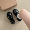 Black French Retro Thick Heel Platform Small Leather Shoes Women's 2025 New Autumn and Winter British Style One-pedal Loafers