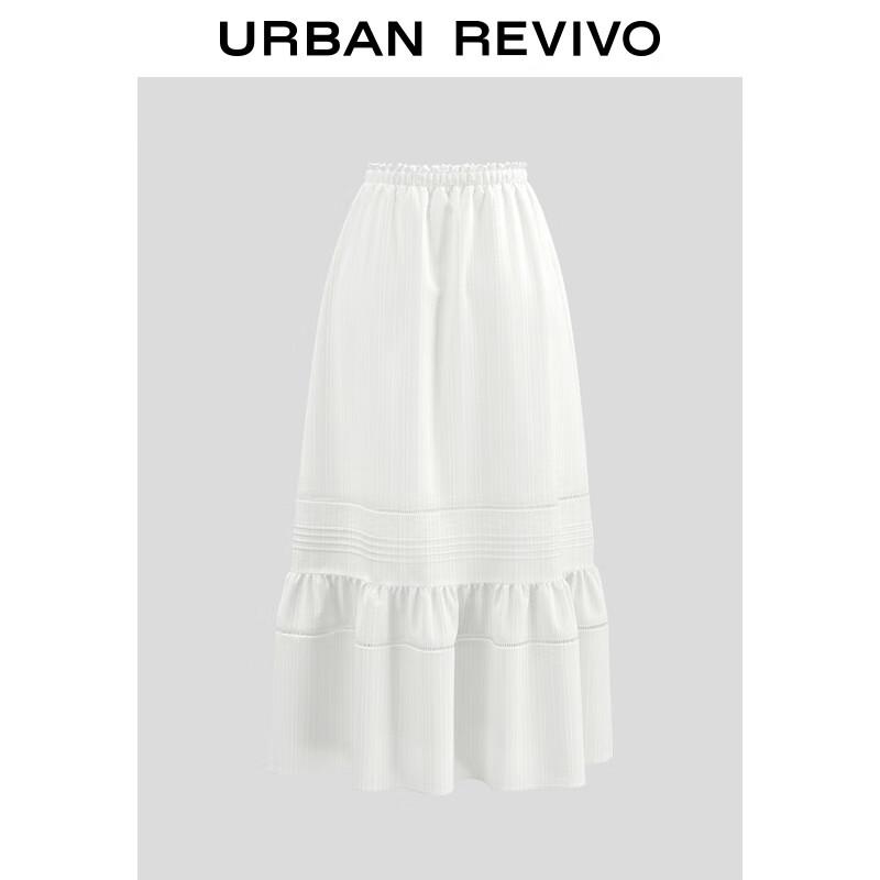 UR 2025 Autumn Ballet Style Patchwork Lace A-Line Skirt S