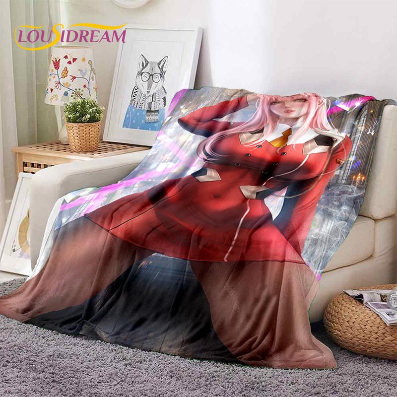 Zero Two Sexy Girl DARLING in The FRANXX Cartoon Flannel Blanket for Bed Bedroom Sofa Picnic,Throw Blanket for Outdoors Leisure