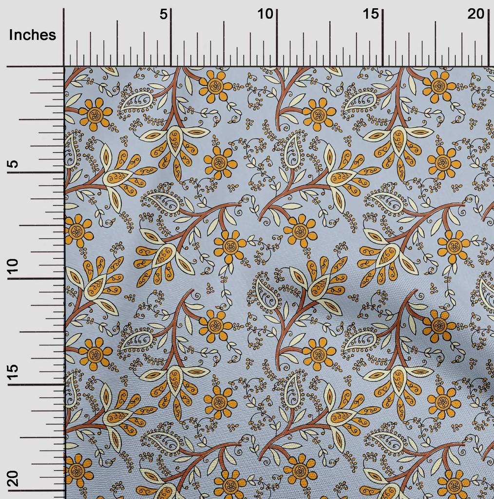 oneOone Bavlna Flex Fabric Listy & Floral Block Print Fabric By Yard 40 Inch