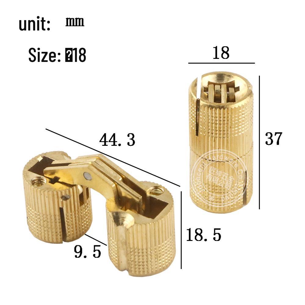 Copper 180° Column Bucket Hinge, 8mm-16cm, Pure Copper Concealed Hinge In Gift Box