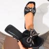 Fashion Women's Slippers Plus Size 2025 Ladies Shoes Open Toe Fashion Dress Slippers Women Square Toe Thin Heels Bow Tie Modern Sandals