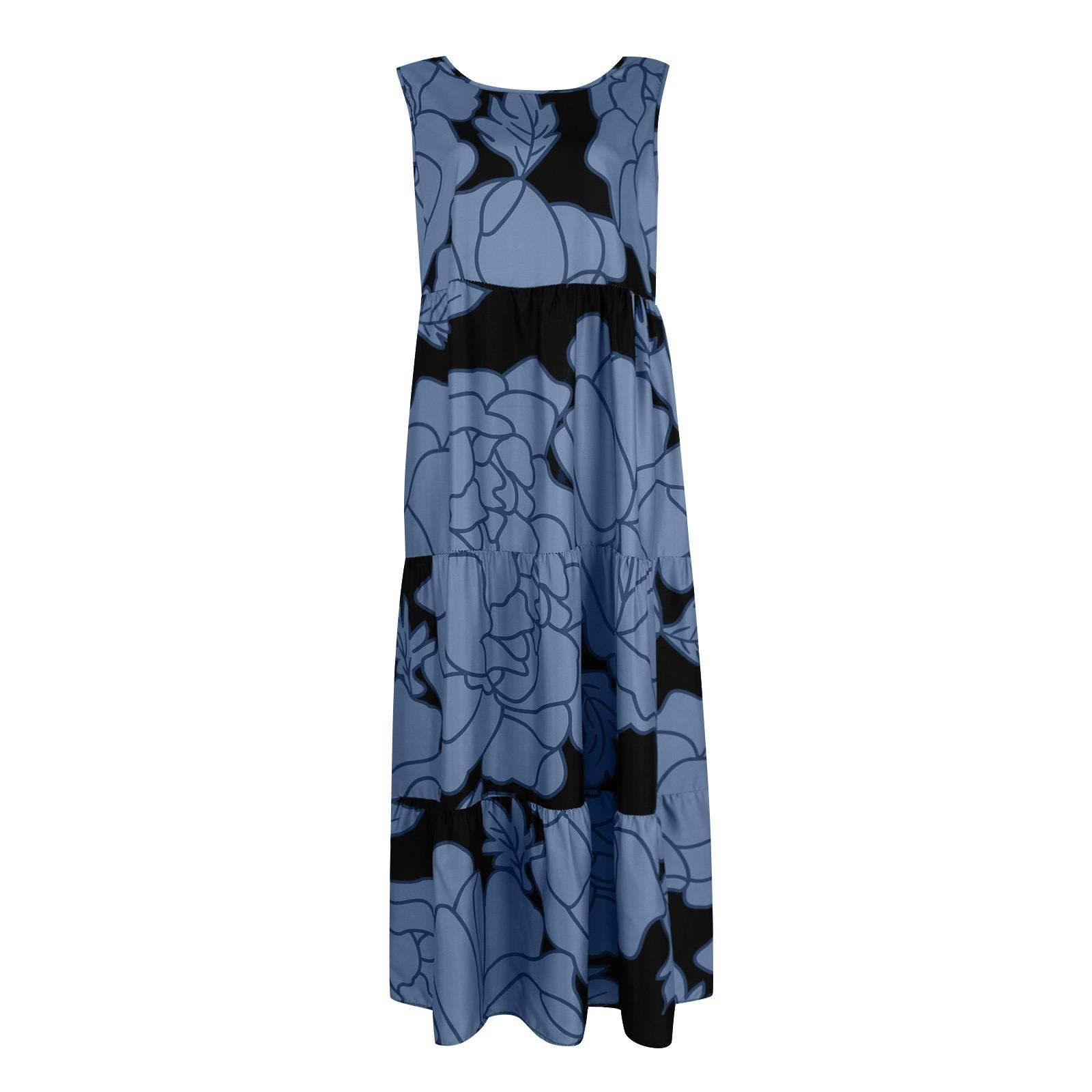 Женское модное свободное платье без рукавов с цветочным принтом XL розовый — фото 4