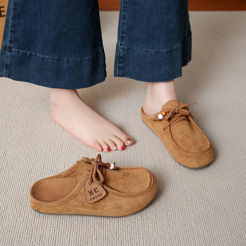 Little White Shoes Children's Autumn New Female Student Casual Trend Half Drag Versatile Women's Shoes