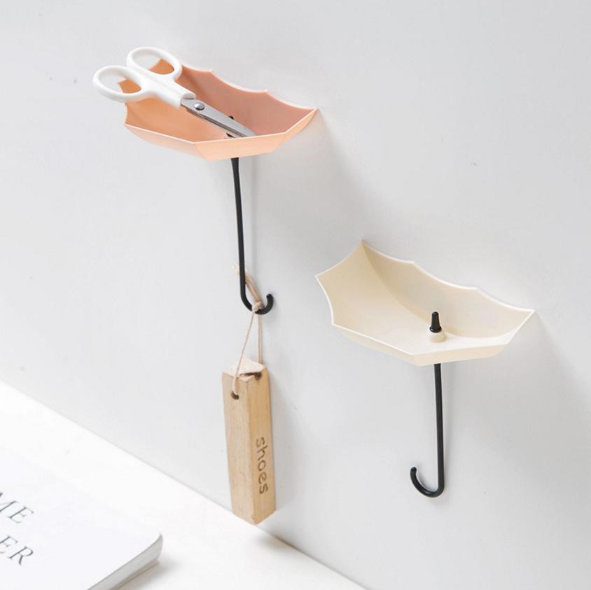 Cute Umbrella Shaped Hooks No-Punch Wall Hooks Kitchen Bathroom Coat Rack Key Organizer Hooks Home Storage Shelf Hooks