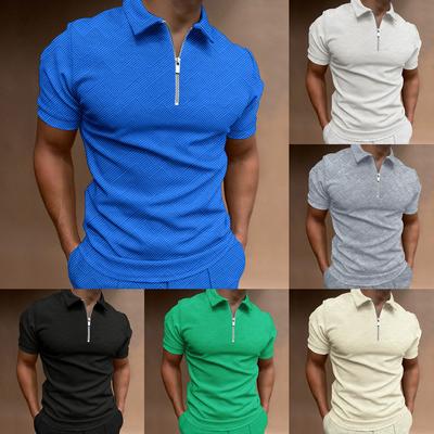 Summer New Men's Polo Shirt Short-sleeved Solid Colour Jacquard Zip T-shirt Tops