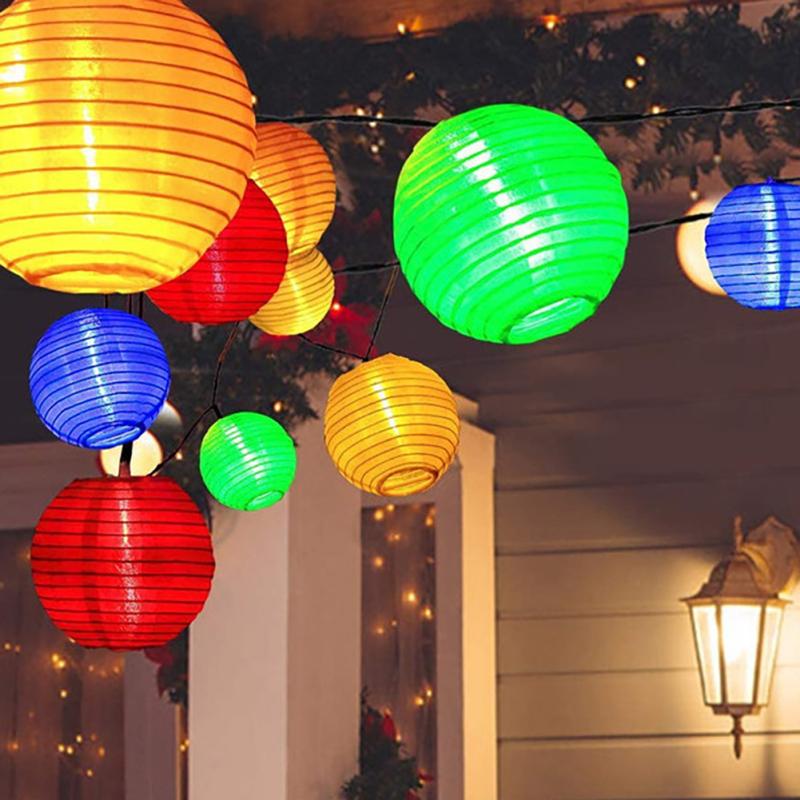 Solární lucerna LED řetězová světla Vodotěsná venkovní dekorativní světla pro zahradní terasu