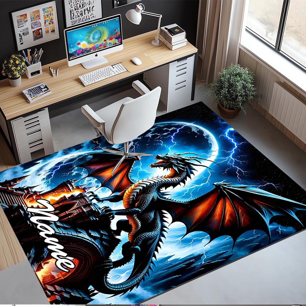 Custom Name Dragon Printed Carpet,Rug for Office Chair Living Room Bedroom Kitchen Room Decor Gifts.