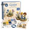Relaxing Stress Relief Art Kits 12 Zodiac Signs DIY Beaded Garden Kit, 3D Astrology Flower Craft Plastic Ornament Crafting Materials Handmade Bead Kit