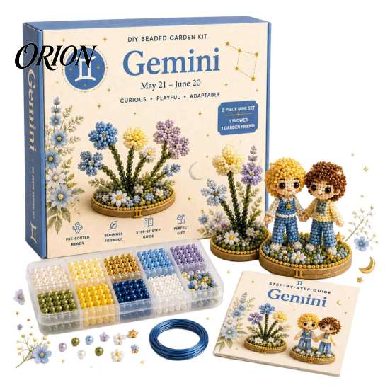 Relaxing Stress Relief Art Kits 12 Zodiac Signs DIY Beaded Garden Kit, 3D Astrology Flower Craft Plastic Ornament Crafting Materials Handmade Bead Kit