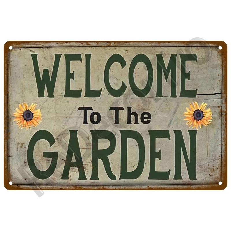 Retro Flower Tin Sign Gardening Metal Sign Vintage Garden Club Outdoor Indoor Home Wall Hanging Decorative Plaque Plates Farm