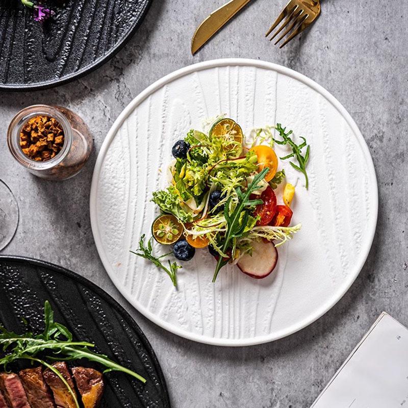 Creative Irregular Texture Ceramic Flat Plate Restaurant Pasta Dessert Plate Sashimi Plate Molecular Cuisine Specialty Tableware