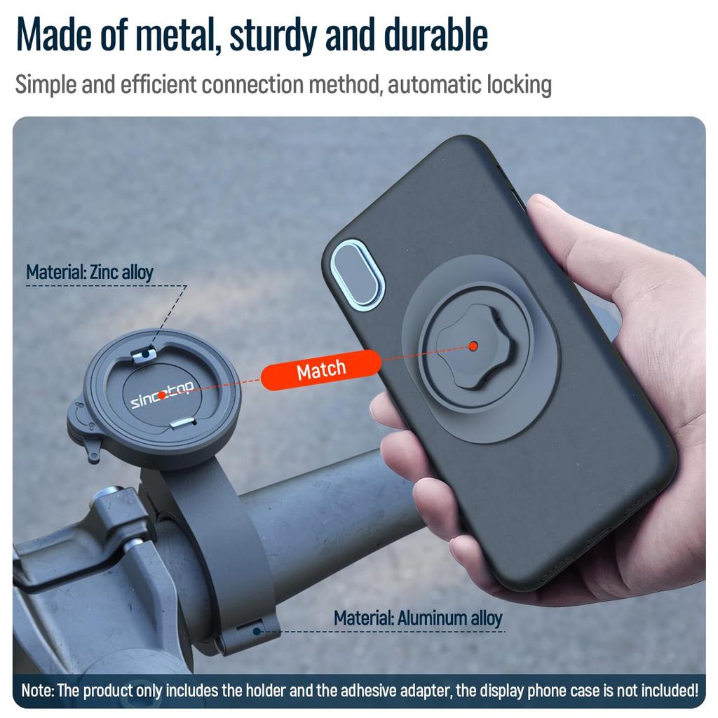 SinceTop Bicycle Phone and Detach Road Bike Phone Aluminum Construction for Bike Phone Holder for and Mountain Compatible with inch Android and