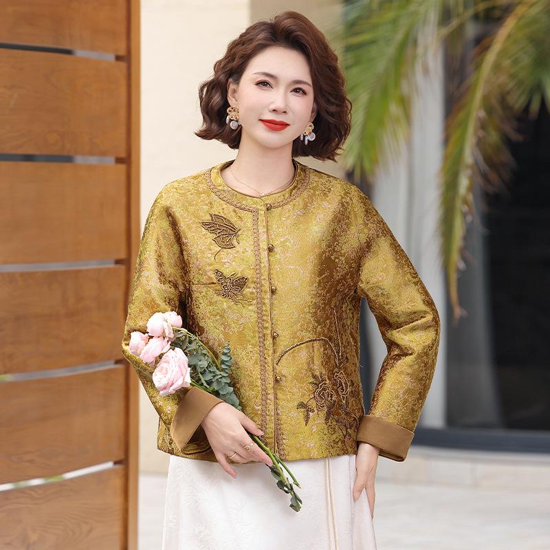 

2026 Chic Chinese Embroidery Jacket for Middle-Aged Women - Spring/Fall Stylish Fashion 5XL (recommended 150-160 jin)