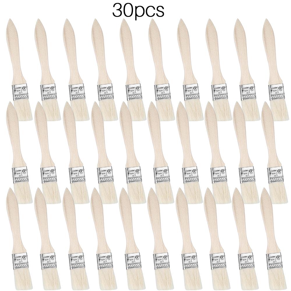 10/20/30pcs short wooden handle art brushes, hog bristle brushes, watercolor brushes, wall brushes, art brushes, cleaning