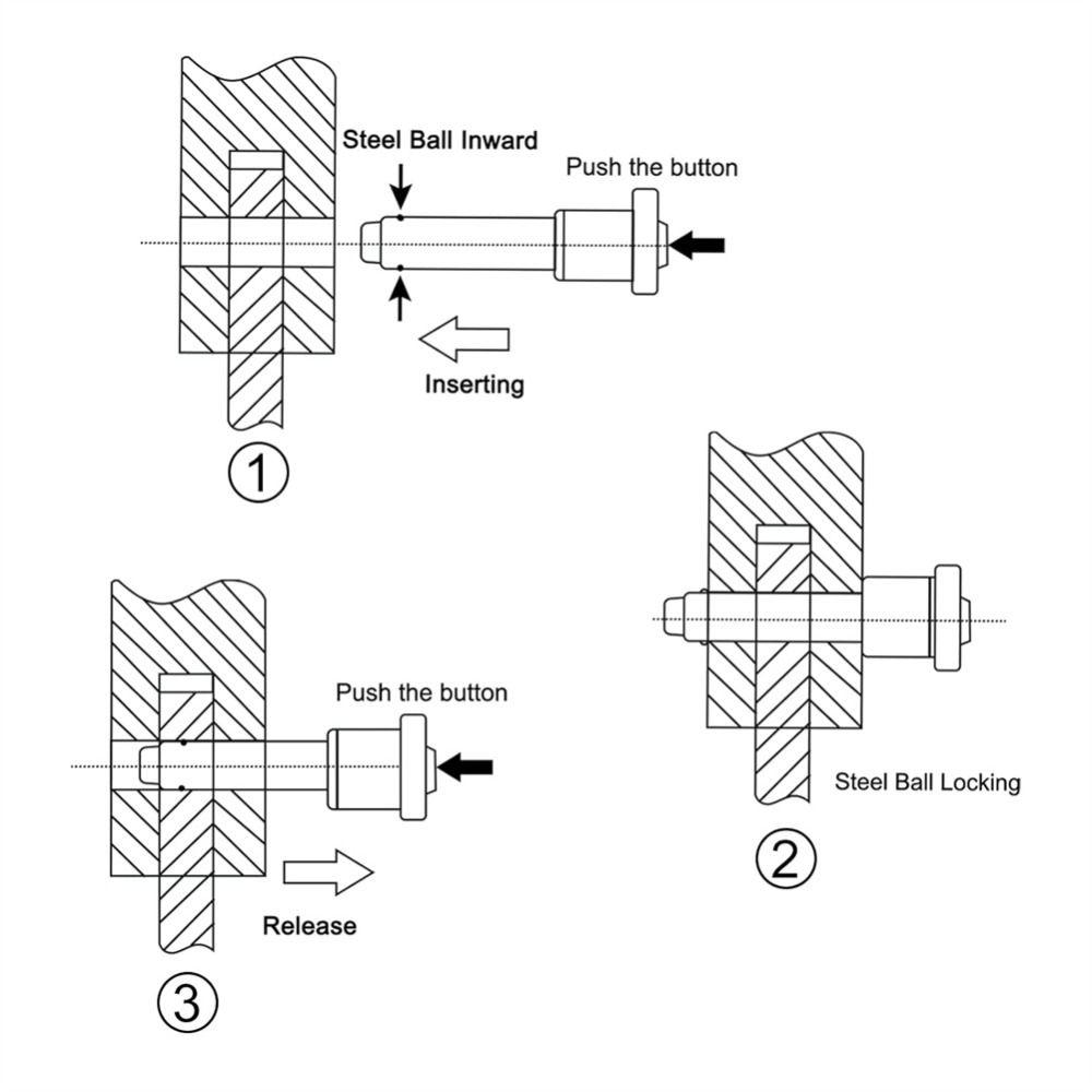 Nerezové kolíky s kuličkovým zámkem Průměr 6/8/10 mm s 25cm lankem Zamykání tlačítkem